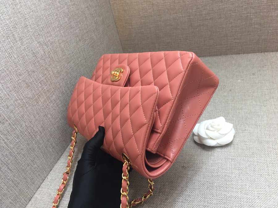 Medium Classic Flap Lambskin Bag AO1112 Cream Pink/Gold